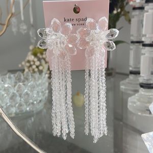 NWT Kate Spade Crystal Floral Tassel Earrings